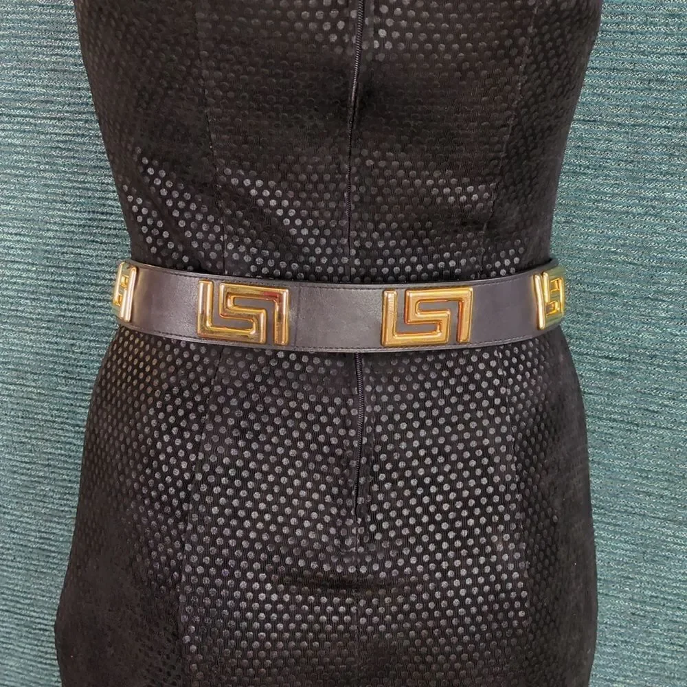 Vintage Compagnie Internationale Express Leather Belt With Gold Accents